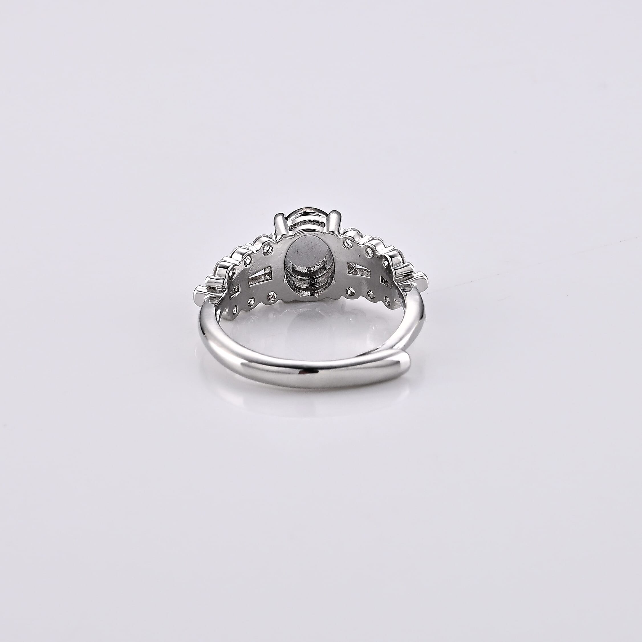 Mozambique Garnet and Simulated Diamond 4.00 ctw Ring in Silvertone (Adjustable)