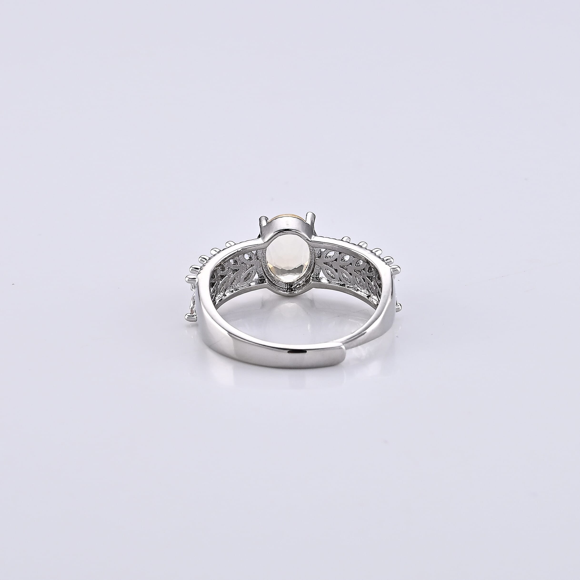 Brazilian Citrine and Simulated Diamond 3.00 ctw Ring in Silvertone (Adjustable)