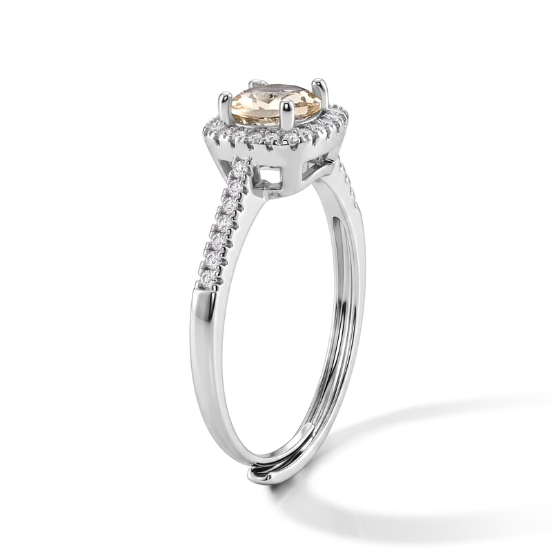 Brazilian Citrine and Simulated Diamond 3.00 ctw Ring in Silvertone (Adjustable)