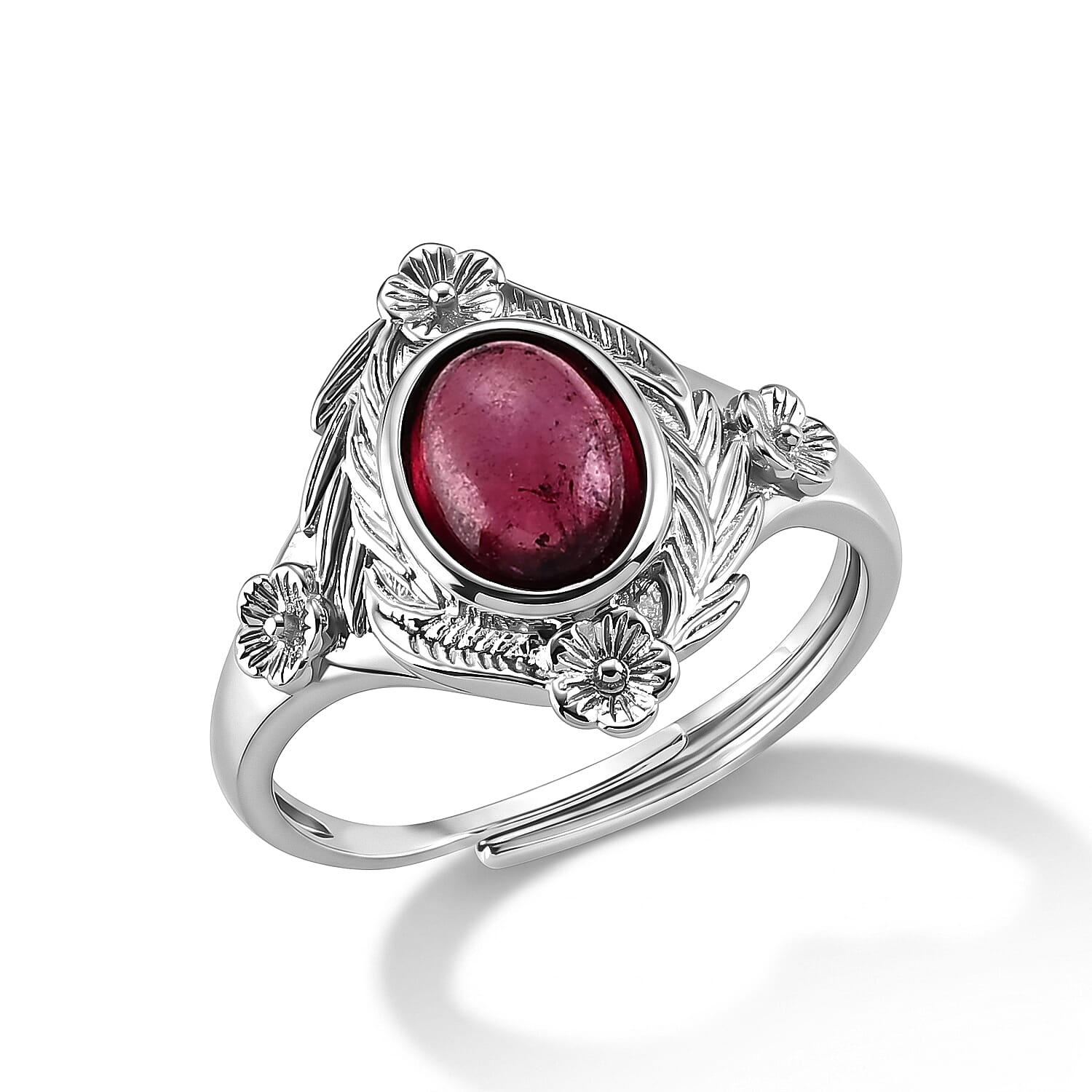 Orissa Rhodolite Garnet 3.00 ctw Ring in Silvertone (Adjustable)