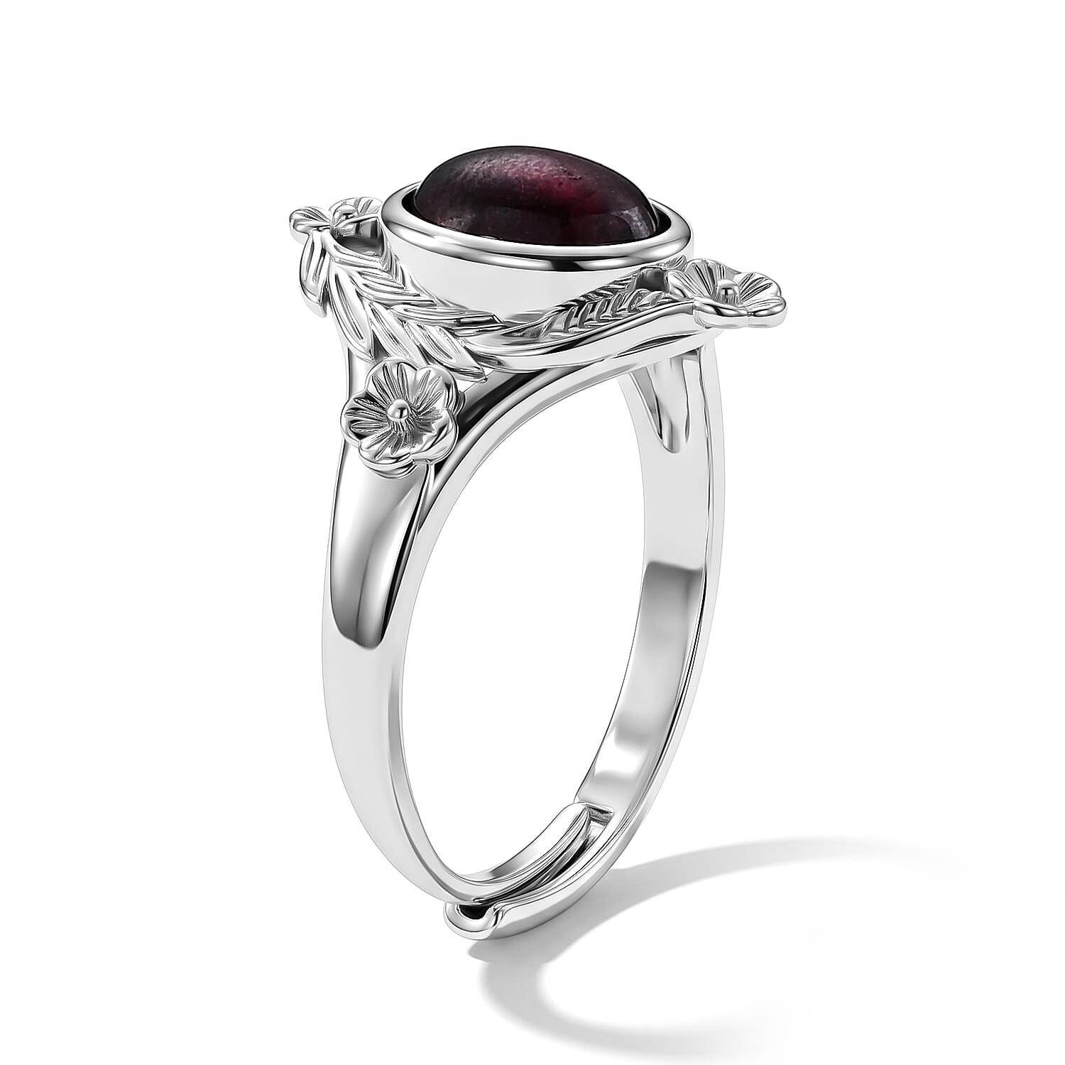 Orissa Rhodolite Garnet 3.00 ctw Ring in Silvertone (Adjustable)