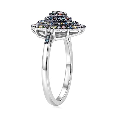 D'Joy Multi Diamond 0.50 ctw Ballerina Celestial Crown Ring in Rhodium Over Sterling Silver (Size 6.0)