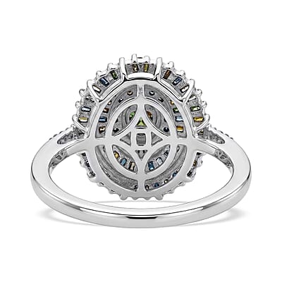 D'Joy Multi Diamond 0.50 ctw Ballerina Celestial Crown Ring in Rhodium Over Sterling Silver (Size 6.0)