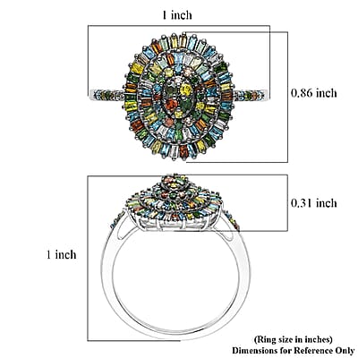 D'Joy Multi Diamond 0.50 ctw Ballerina Celestial Crown Ring in Rhodium Over Sterling Silver (Size 6.0)