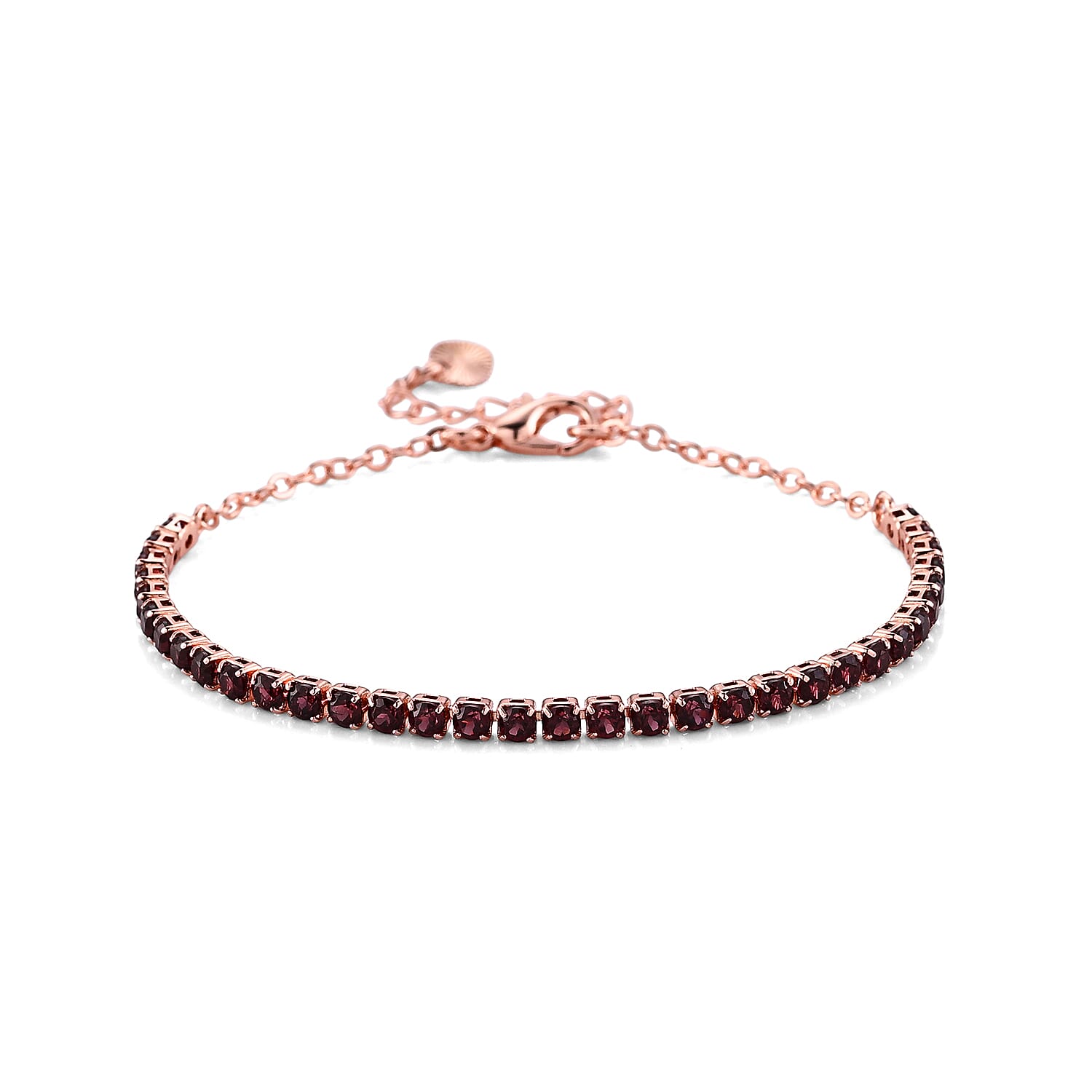 Orissa Rhodolite Garnet 5.00 ctw Beaded Bracelet in Silvertone (6.25-7.25In)