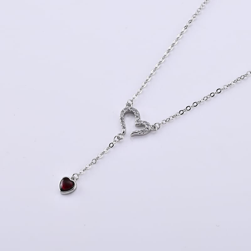 Orissa Rhodolite Garnet and Simulated Diamond 2.00 ctw Necklace (16-18 Inches) in Silvertone