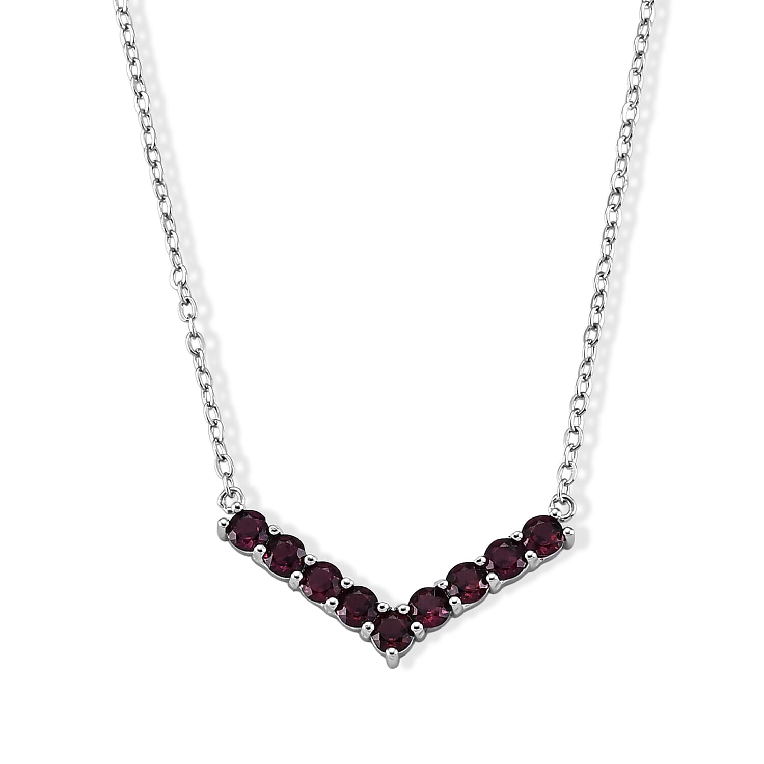 Orissa Rhodolite Garnet 2.00 ctw Necklace (16-18 Inches) in Silvertone