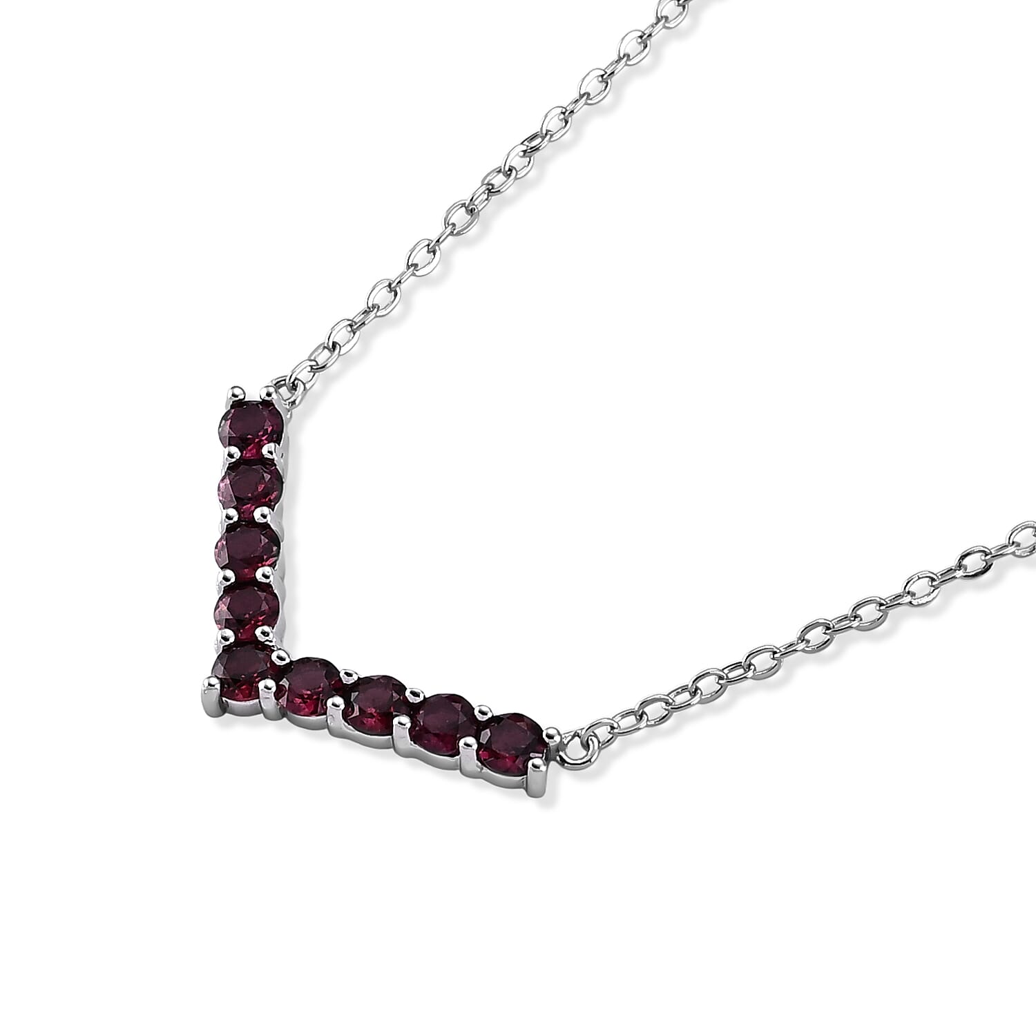 Orissa Rhodolite Garnet 2.00 ctw Necklace (16-18 Inches) in Silvertone