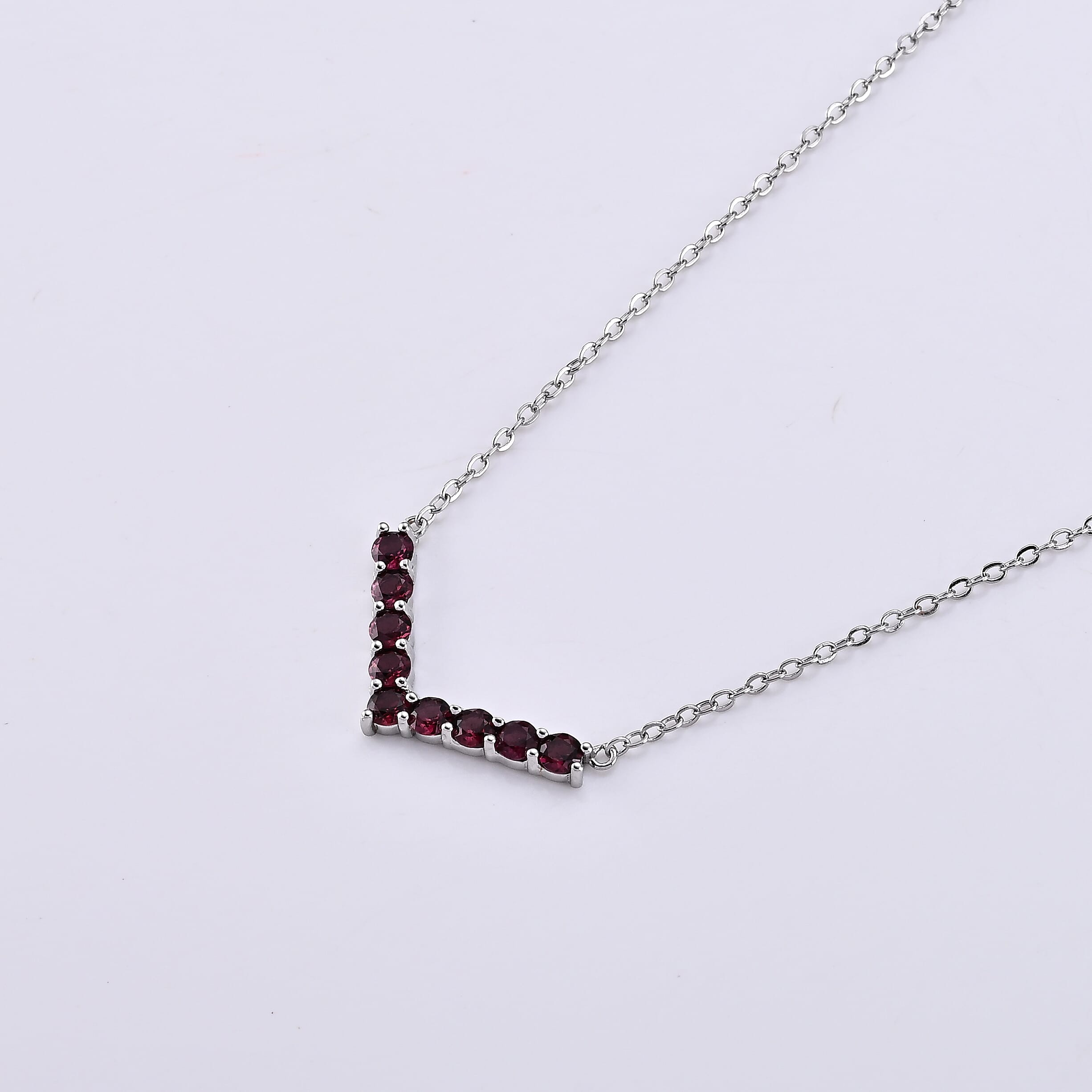 Orissa Rhodolite Garnet 2.00 ctw Necklace (16-18 Inches) in Silvertone