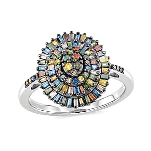 D'Joy Multi Diamond 0.50 ctw Ring in Rhodium Over Sterling Silver (Size 8.0)