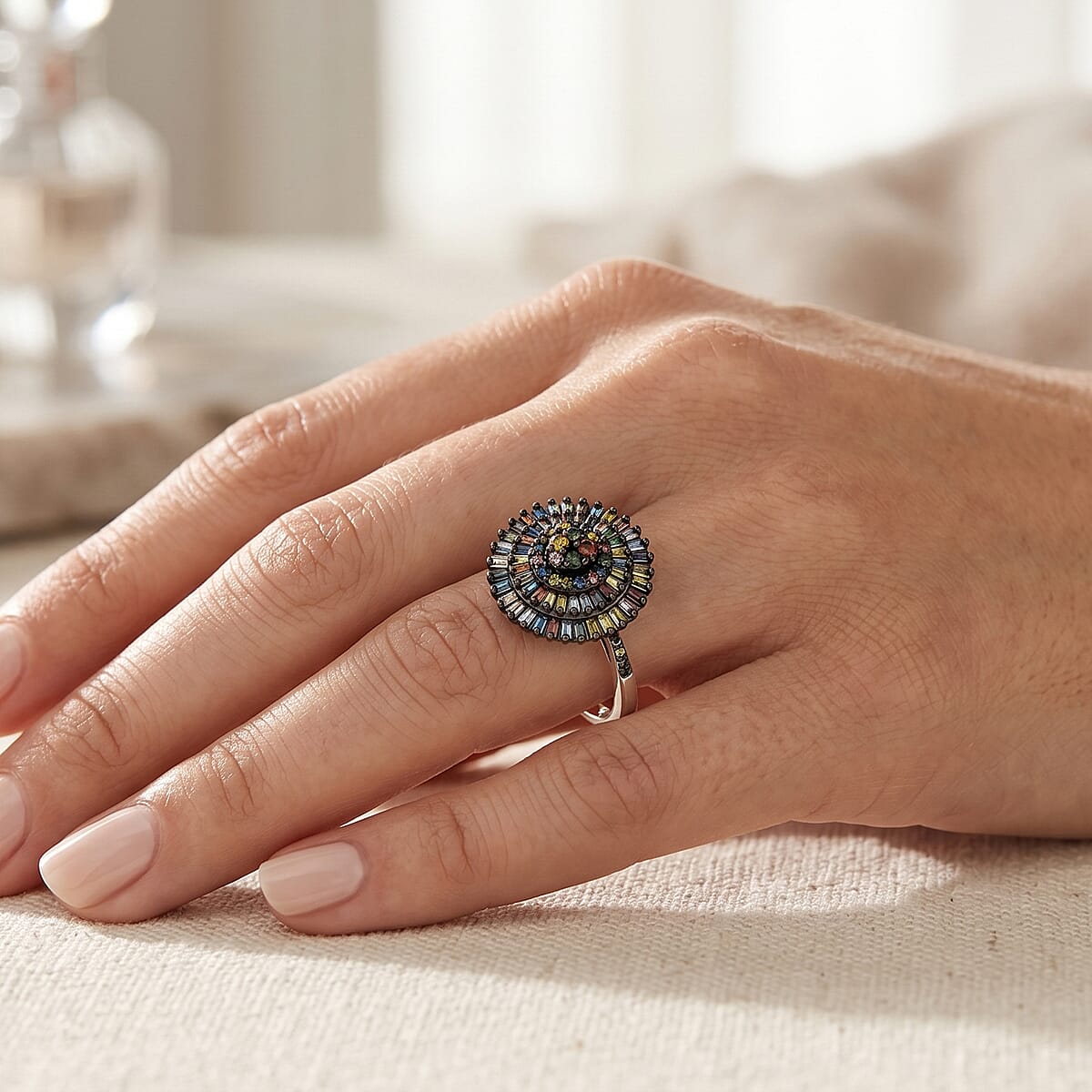 D'Joy Multi Diamond 0.50 ctw Ring in Rhodium Over Sterling Silver (Size 8.0) image number 2