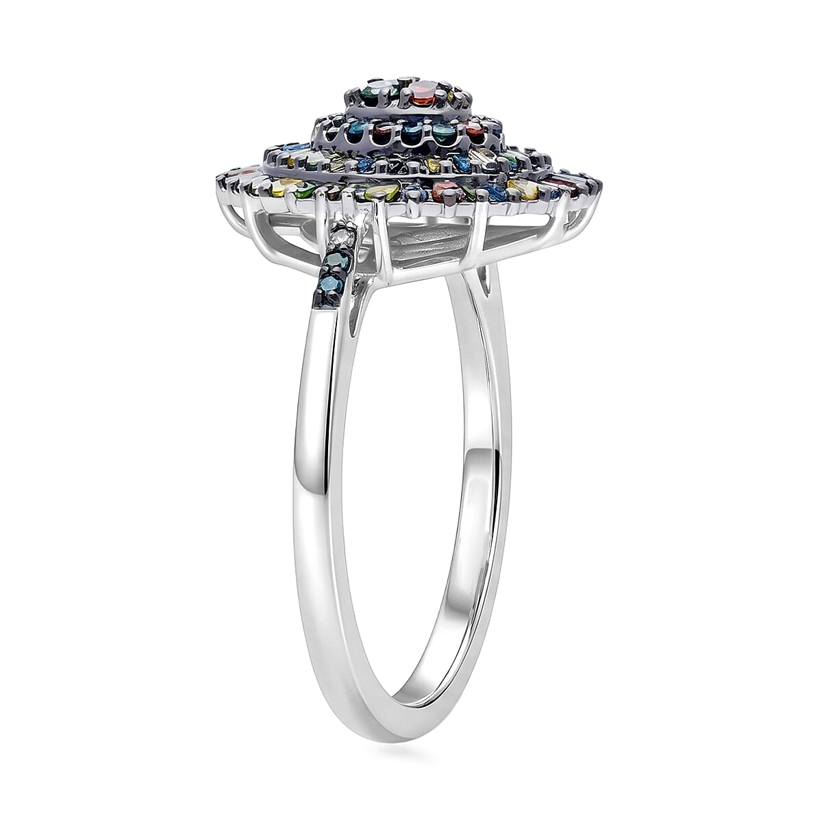 D'Joy Multi Diamond 0.50 ctw Ring in Rhodium Over Sterling Silver (Size 8.0) image number 3