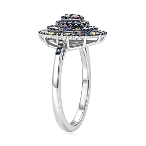 D'Joy Multi Diamond 0.50 ctw Ring in Rhodium Over Sterling Silver (Size 8.0)