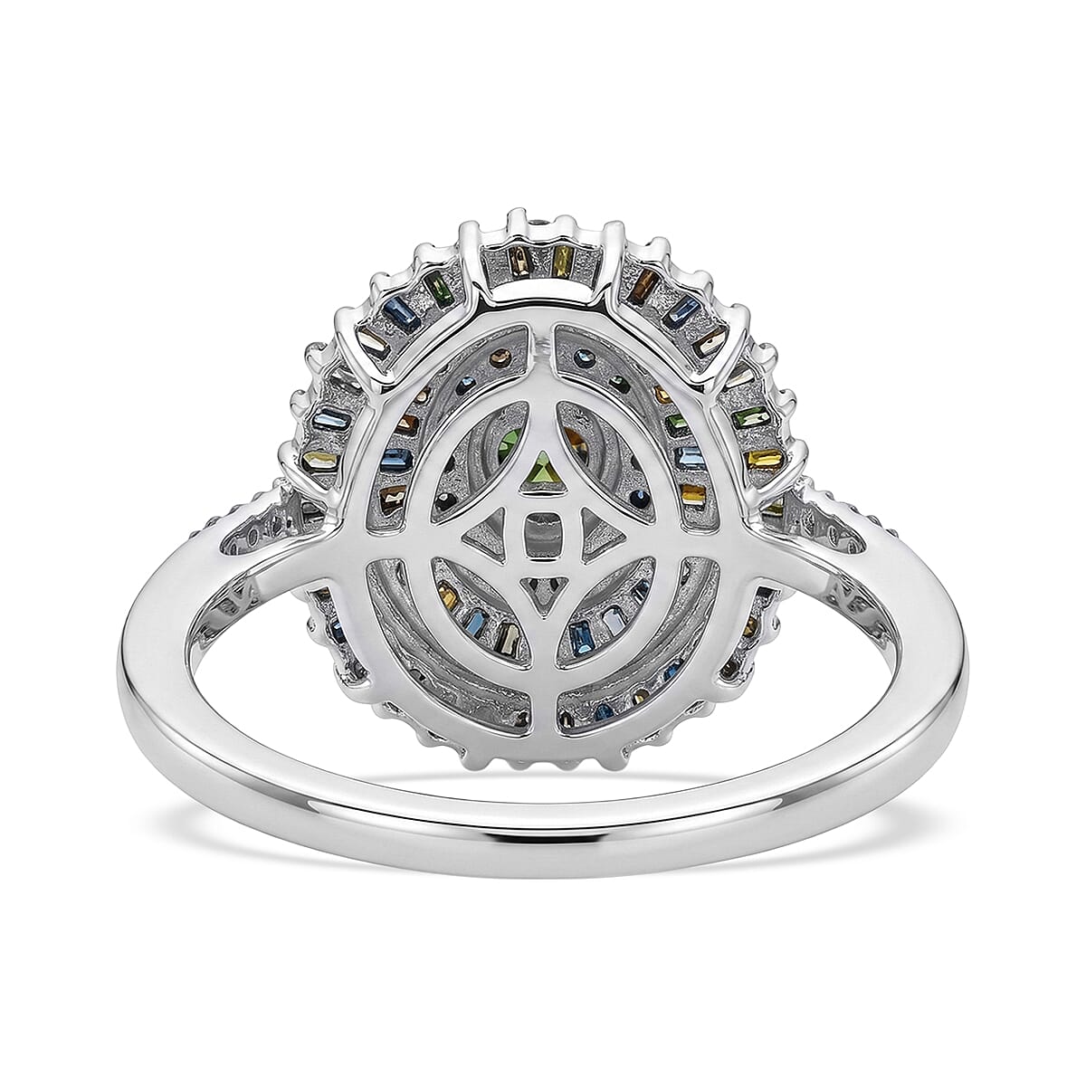 D'Joy Multi Diamond 0.50 ctw Ring in Rhodium Over Sterling Silver (Size 8.0) image number 4