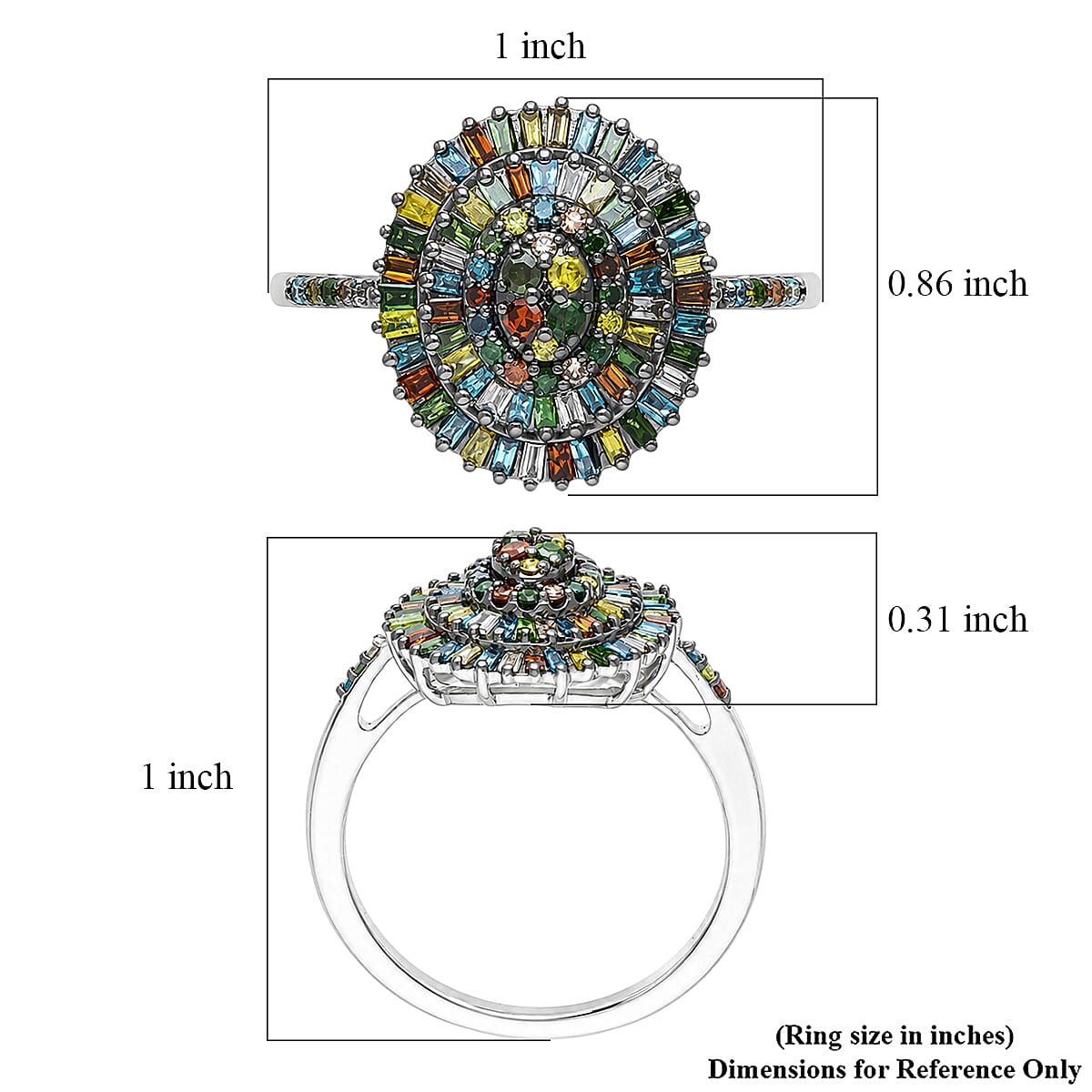 D'Joy Multi Diamond 0.50 ctw Ring in Rhodium Over Sterling Silver (Size 8.0) image number 5