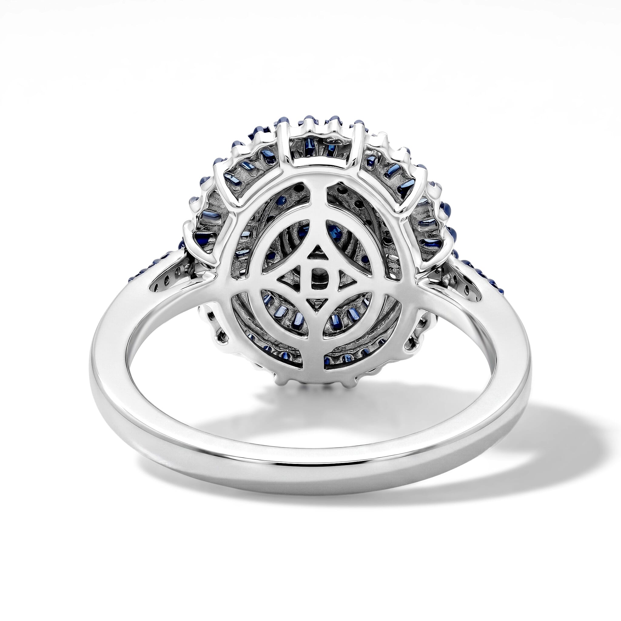 D'Joy Blue Diamond 0.50 ctw Ballerina Celestial Crown Ring in Rhodium Over Sterling Silver (Size 6.0)