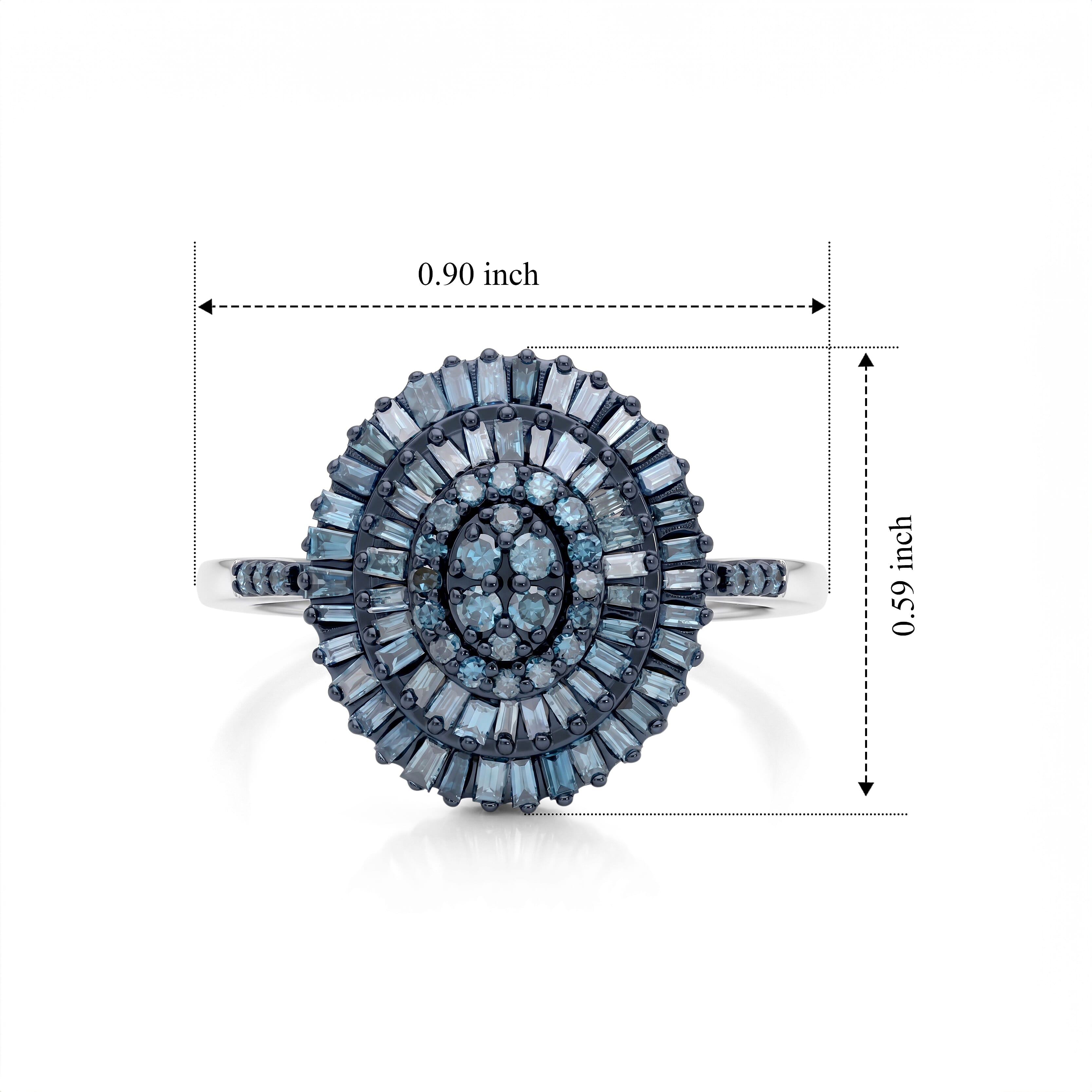 D'Joy Blue Diamond 0.50 ctw Ballerina Celestial Crown Ring in Rhodium Over Sterling Silver (Size 6.0)