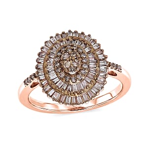 D'Joy Natural Champagne Diamond 0.50 ctw Ring in 18K Vermeil Rose Gold Over Sterling Silver (Size 8.0)
