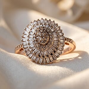 D'Joy Natural Champagne Diamond 0.50 ctw Ring in 18K Vermeil Rose Gold Over Sterling Silver (Size 8.0)