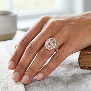 D'Joy Natural Champagne Diamond 0.50 ctw Ring in 18K Vermeil Rose Gold Over Sterling Silver (Size 8.0)