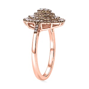 D'Joy Natural Champagne Diamond 0.50 ctw Ring in 18K Vermeil Rose Gold Over Sterling Silver (Size 8.0)