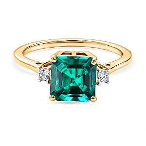 Luxuriant 9K Yellow Gold  AAA   Lab Grown Columbian Emerald ,  Lab Grown Diamond  VS Solitaire Ring ,  Gold Wt. 3.21 g 3.20 ctw