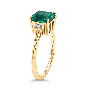 Luxuriant 9K Yellow Gold  AAA   Lab Grown Columbian Emerald ,  Lab Grown Diamond  VS Solitaire Ring ,  Gold Wt. 3.21 g 3.20 ctw