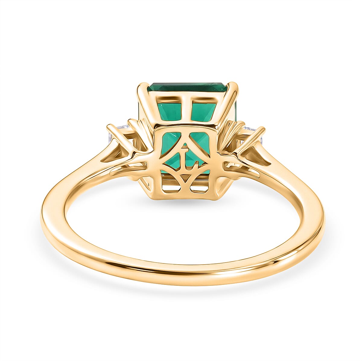 Luxuriant 9K Yellow Gold  AAA   Lab Grown Columbian Emerald ,  Lab Grown Diamond  VS Solitaire Ring ,  Gold Wt. 3.21 g 3.20 ctw image number 4