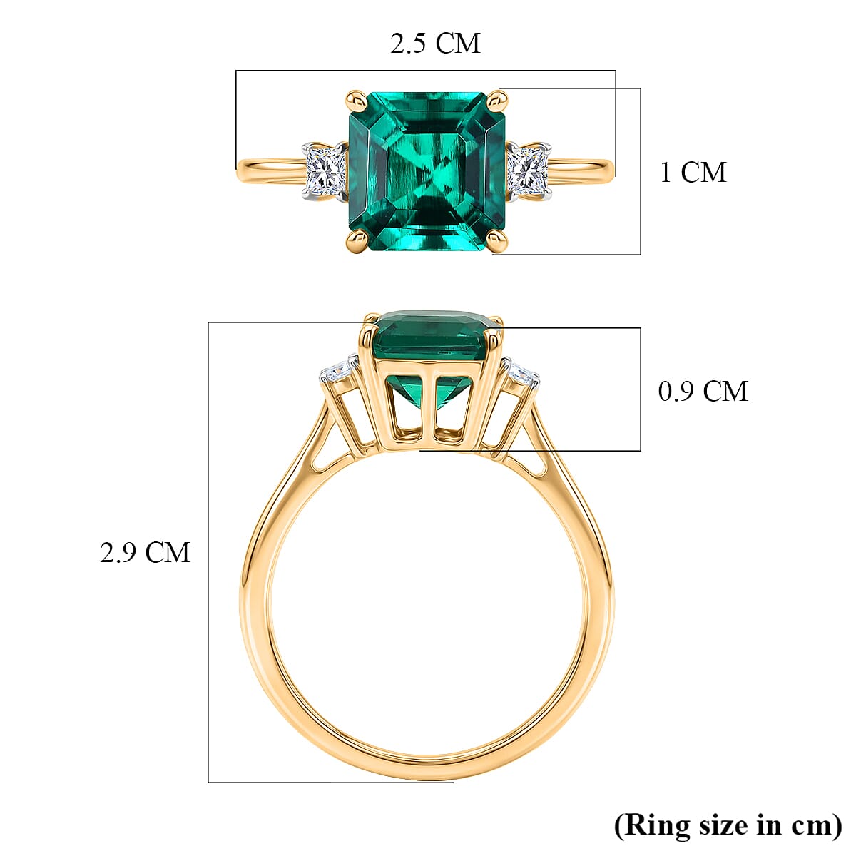 9K Yellow Gold AAA Luxuriant Lab Grown Colombian Emerald, Lab Grown Diamond (VS) Ring (Size 10.0) 3.26 ctw