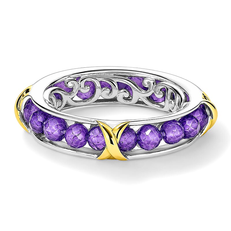 EverTrue African Amethyst 5.20 ctw Fancy Ring in 18K YG Plated and Platinum Bond (Size 10.0)