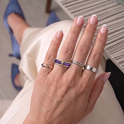EverTrue African Amethyst 5.20 ctw Fancy Ring in 18K YG Plated and Platinum Bond (Size 10.0)
