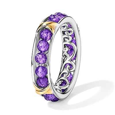 EverTrue African Amethyst 5.20 ctw Fancy Ring in 18K YG Plated and Platinum Bond (Size 10.0)