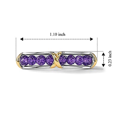 EverTrue African Amethyst 5.20 ctw Fancy Ring in 18K YG Plated and Platinum Bond (Size 10.0)