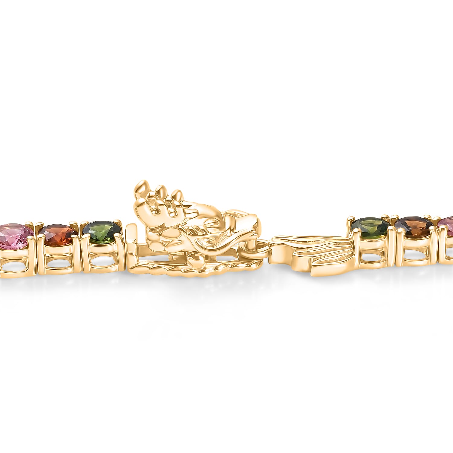 D'Joy Premium Multi-Tourmaline 22.60 ctw Necklace (18 Inches) in 18K Vermeil Yellow Gold Over Sterling Silver