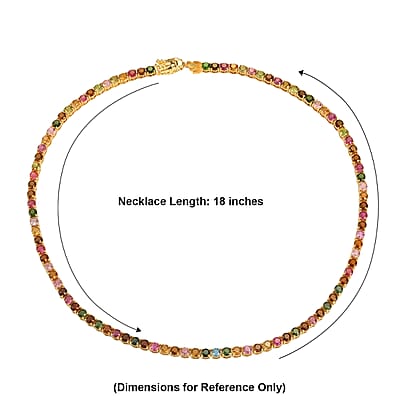 D'Joy Premium Multi-Tourmaline 22.60 ctw Necklace (18 Inches) in 18K Vermeil Yellow Gold Over Sterling Silver