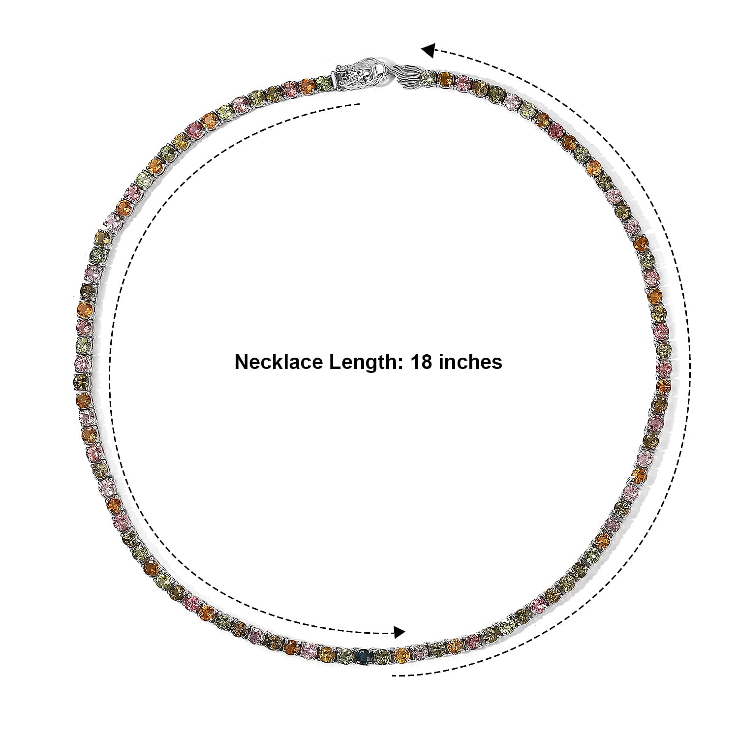 D'Joy Premium Multi-Tourmaline 26.90 ctw Necklace in Rhodium Over Sterling Silver 18 Inches