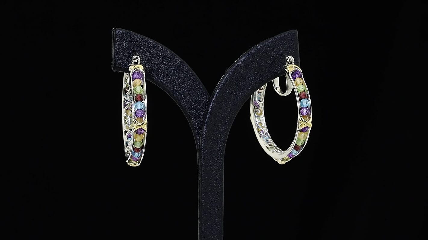 EverTrue Premium Multi Gemstone 11.50 ctw Beaded Earrings in Platinum Bond