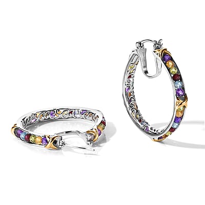 EverTrue Premium Multi Gemstone 11.50 ctw Beaded Earrings in Platinum Bond