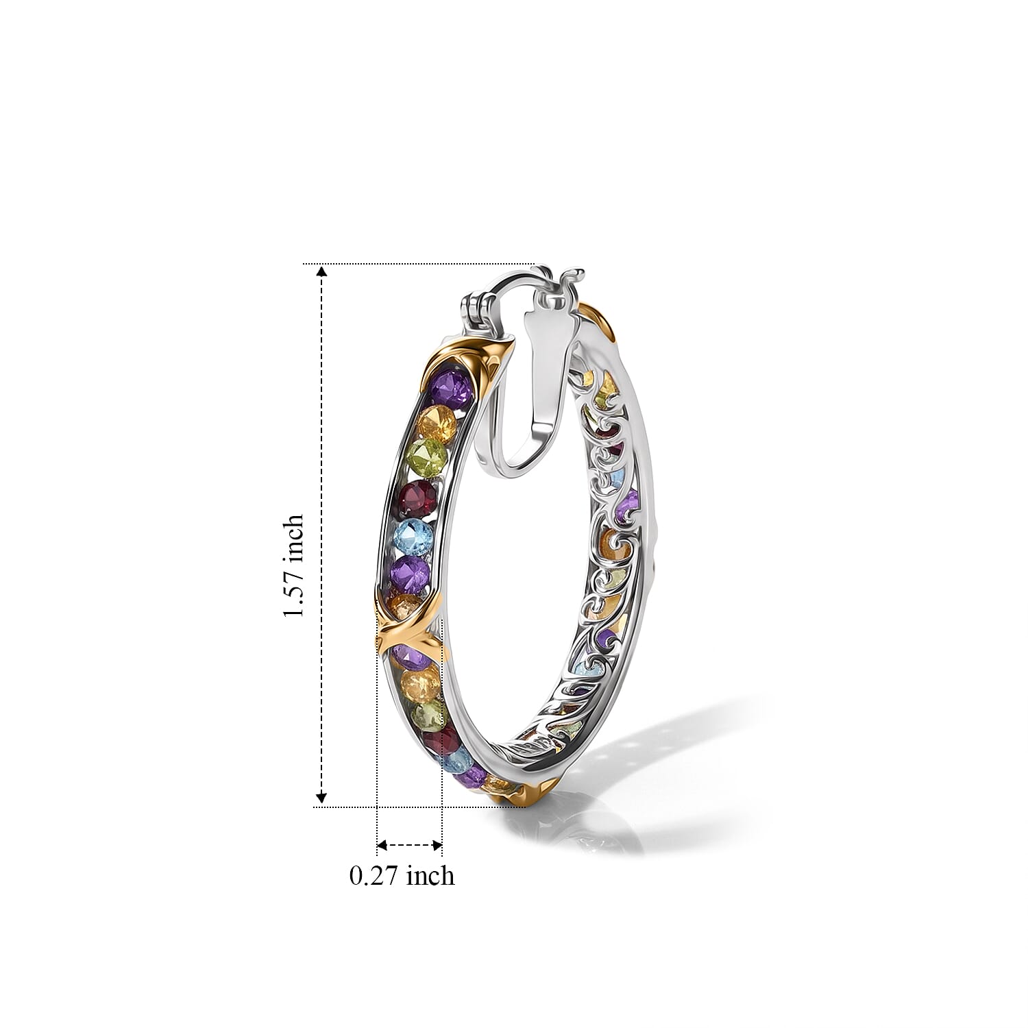 EverTrue Premium Multi Gemstone 11.50 ctw Beaded Earrings in Platinum Bond