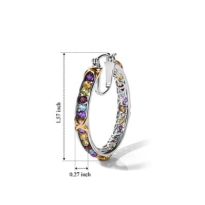 EverTrue Premium Multi Gemstone 11.50 ctw Beaded Earrings in Platinum Bond
