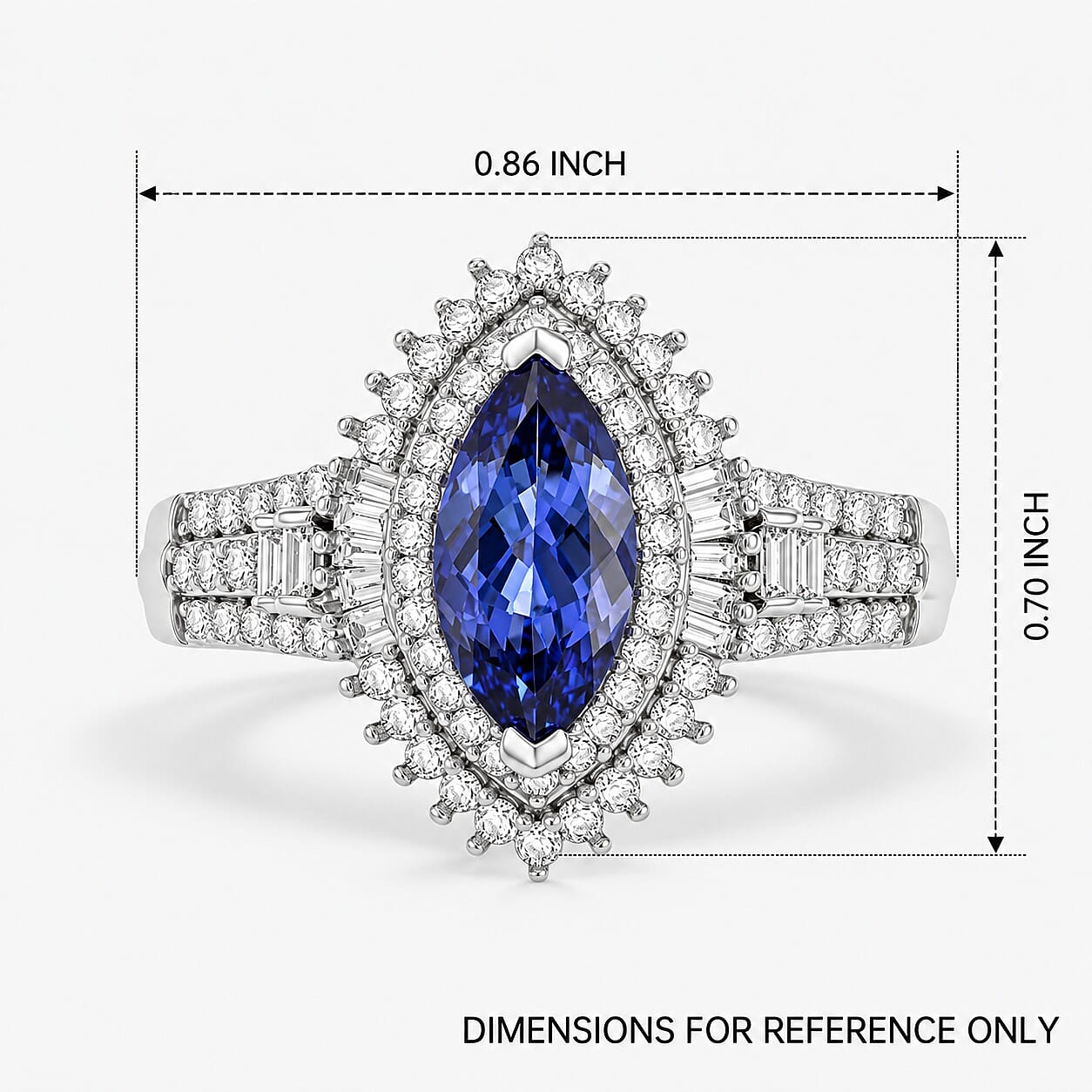 D'Joy Premium Tanzanite and Diamond 1.50 ctw Vintage Royal Crest Ring in Rhodium Over Sterling Silver (Size 6.0)