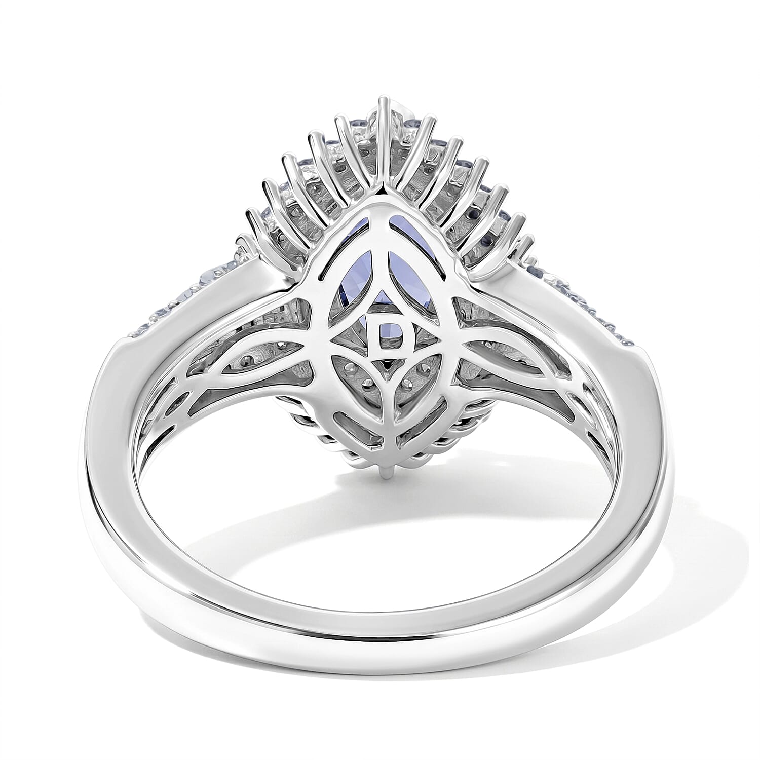 D'Joy Premium Tanzanite and Diamond 1.50 ctw Ring in Rhodium Over Sterling Silver (Size 7.0)
