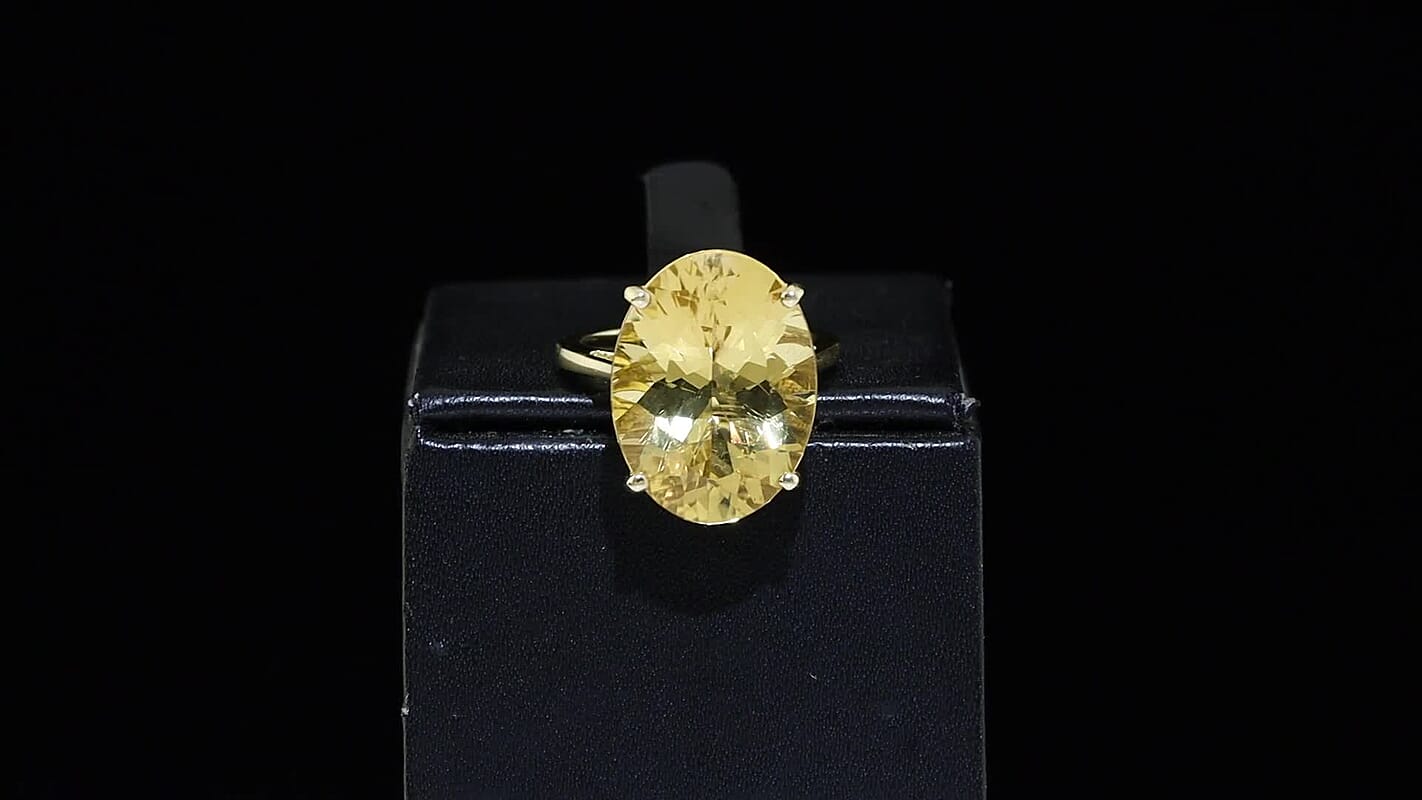 Luxoro 10K Yellow Gold Premium Yellow Labradorite Ring (4.50 g) 14.75 ctw