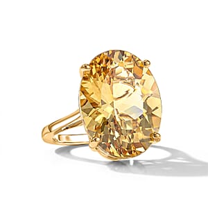 Luxoro Premium Yellow Labradorite 14.75 ctw Ring in 10K Yellow Gold (Size 7.0) 4.50 Grams