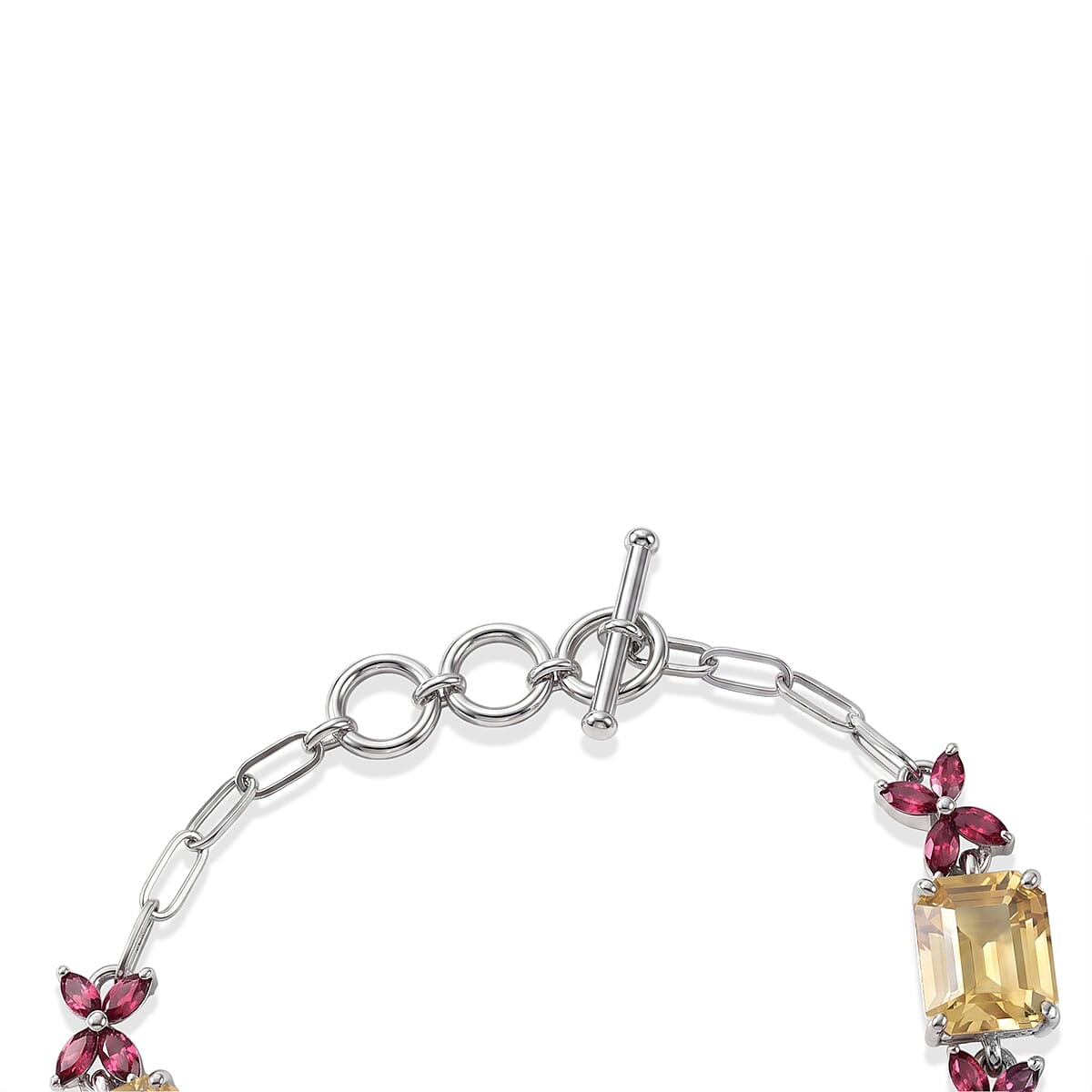 D'Joy Yellow Labradorite and Ouro Fino Rubellite 28.30 ctw Bracelet in Rhodium Over Sterling Silver (7.25 In) image number 2
