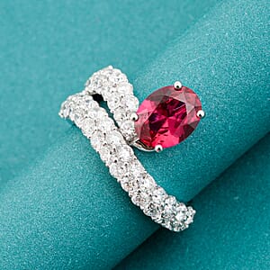 Lab Grown Ruby and Lab Grown Diamond G-H SI1 3.81 ctw Ring in Sterling Silver (Size 8.0)