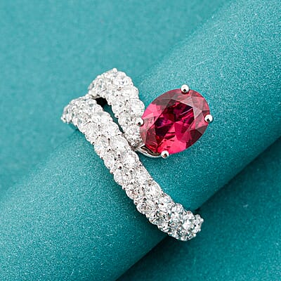 Lab Grown Ruby and Lab Grown Diamond G-H SI1 3.81 ctw Ring in Sterling Silver (Size 8.0)