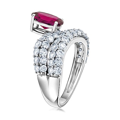 Lab Grown Ruby and Lab Grown Diamond G-H SI1 3.81 ctw Ring in Sterling Silver (Size 8.0)