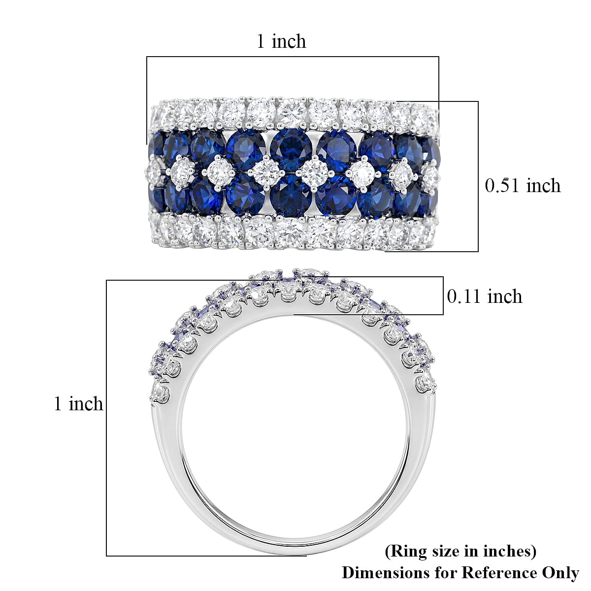 Lab Created Blue Sapphire and Luxuriant Lab Grown Diamond SI1 3.85 ctw Ring Sterling Silver (Size 8.0) image number 5