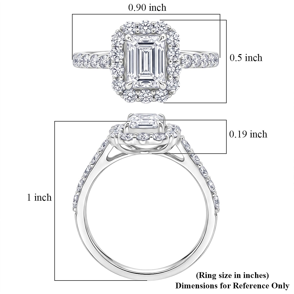 Lab Grown Diamond SI1 1.90 ctw Ring in Sterling Silver (Size 6.0)